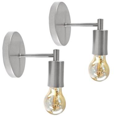 Imagem de Kit 2 Luminárias De Parede Arandela Cama Sala Quarto Prata - Geral
