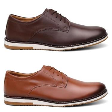 Imagem de Combo Oxford Masculino Em Couro Macio Leve 2 Pares Oferta - ONIX SHOES