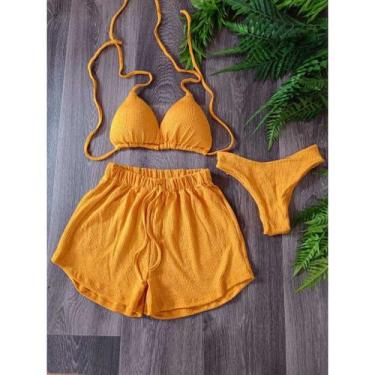 Imagem de Biquíni Com Shortinho Malha Anarruga Brilhante Premium - Praia - Betan