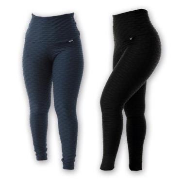Imagem de Kit 2 Calças Legging Feminina Bubble - Click Mais Bonita, Preto, Cinza