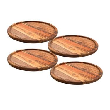 Imagem de Kit 4 Tábuas Suportes De Madeira 45Cm Para Cortar E Servir Pizzas - Br