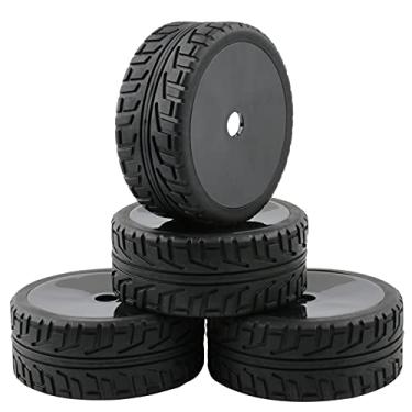Imagem de Rchobbytop Rodas e pneus hexagonais de disco rígido de 17 mm com porcas de bloqueio para carrinho de corrida em escala 1/8 Kyosho Traxxas HPI HSP AE Losi TLR Tekno Serpent Xray Team C T8E T8TE etc, preto