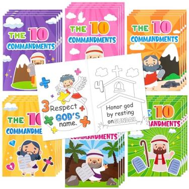 Imagem de JAPBOR The Ten Commandments Coloring Books - 24PCS Christian Colouring Book Bulk for Kid Party Favor, 10 Commandment DIY Art Drawing Booklet Goodie Bag Filler Religious Painting Sunday School Supplies