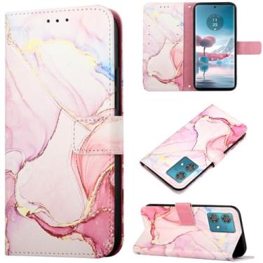 Imagem de Dinglijia Capa Motorola Edge 40 Neo, capa carteira de couro PU com estampa de mármore com suporte para cartão e coldre para celular para Moto Edge 40 Neo, YBDLS ouro rosa
