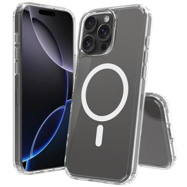 Imagem de PinLiSheng Capa magnética para iPhone 16 Pro Max transparente [compatível com Magsafe] Capa fina transparente à prova de choque para 16 Pro Max 6,9 polegadas, transparente
