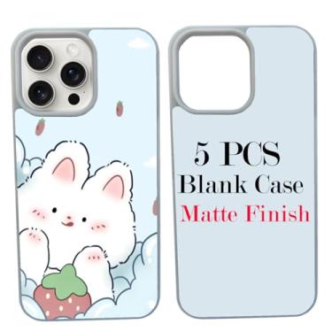 Imagem de JUSTRY Capa de telefone em branco com sublimação de 5 peças projetada para iPhone 14 Pro, 6,1 polegadas, borracha macia + inserção de alumínio fosco, impressão personalizada, capa protetora