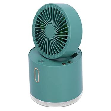 Imagem de Gaeirt Ventilador de mesa portátil com tanque de água de 300 ml, 3 velocidades de vibração automática 4000 mAh ventilador de refrigeração recarregável por USB, mini ventilador portátil, ventilador de névoa de spray de água ventilador pessoal de mesa para acampamento e viagens