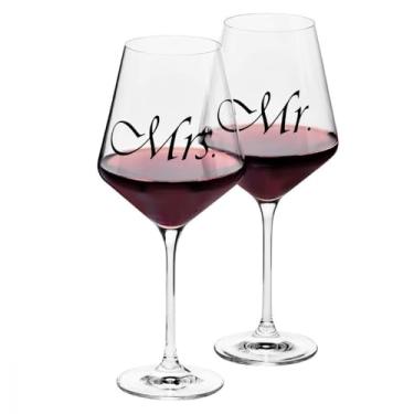 Imagem de Krosno Conjunto de 2 taças de vinho tinto | 527 g | Coleção Avant-Garde | Mr. & Mrs | Vidro de cristal | Perfeito para casa, restaurantes e festas | Lavável na lava-louças