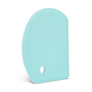 Imagem de Raspador de massa de silicone com folha de aço inoxidável, raspador de tigela flexível de borda curvada para assar, raspador de bancada de silicone de grau alimentício para cesta de prova de pão de fermento, 14 cm × 11 cm, verde menta, SAPID