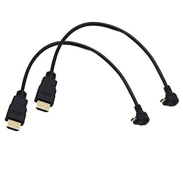 Imagem de Conector de cabo Micro HDMI macho para HDMI macho Seadream de 90 graus para baixo, 2Pack Up Angled, 1 Feet