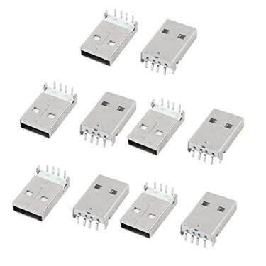 Imagem de uxcell Ângulo reto 4 pinos PCB montagem tipo A conector macho USB 10 peças