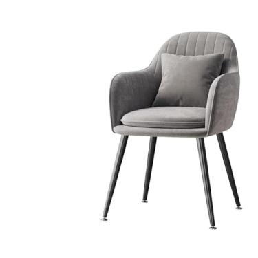 Imagem de XINCHANG Poltrona cadeiras de lazer para sala de estar, cadeira estofada de leitura com detalhes de maquiagem, cadeiras de escritório com pernas de metal (cinza [pernas pretas, com travesseiro])