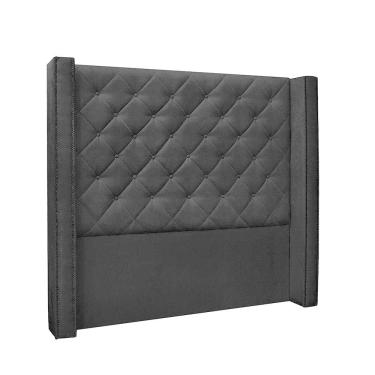 Imagem de Cabeceira Cama Box King 195cm e Recamier Vicenza Suede S04 Cor Preto