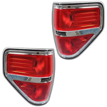 Imagem de WFLNHB Conjunto de 2 luzes traseiras do lado do passageiro e do motorista de substituição para Ford F150 F150 2009-2014 Lâmpadas de freio traseiro, lado esquerdo e direito, lente vermelha, alojamento