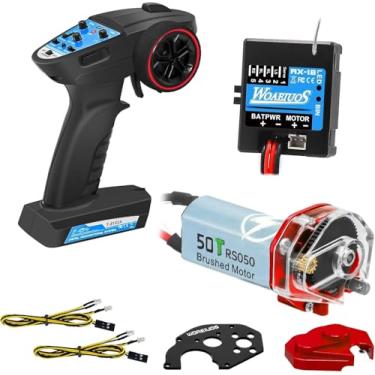 Imagem de WOAEIUOS 2 in 1 ESC & Receiver 3CH 2.4G RC Transmitter Remote Controller with 050 50T Brushed Motor Transmission Gearbox Combo (Combo 1 & 050 50T Motor Red)