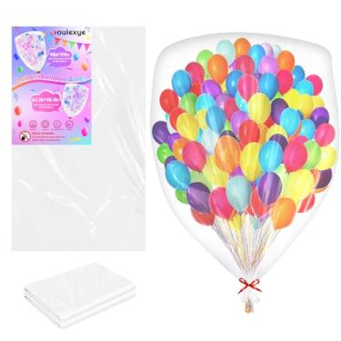 Imagem de Bouiexye 2Pcs 98 x 59 inch Large Balloon Bags for Transport, Big Plastic Balloon Storage Bag Big Clear Balloon Drop Carrying Bag for Wedding Birthday Baby Showers Celebration Party Supplies