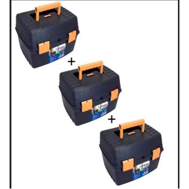 Imagem de Kit com 3 maletas de plastico ferramenta newbox preta/laranja 33,5x33x