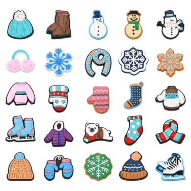 Imagem de Stiesy 54 peças, 27 estilos, tema de inverno, cabochão de PVC, floco de neve, luvas de boneco de neve, forma fofa, berloques de geleca sem orifícios, enfeite de decoração para scrapbook, acessórios de