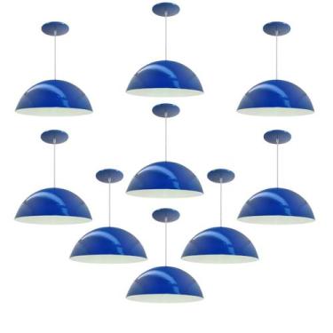 Imagem de Kit 9 Luminária Pendente Meia Lua 34cm Com Interior Branco Brilho Com 