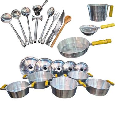 Imagem de Jogo De Panelas Grossas Em Alumínio Fundido / Batido Com 17 Peças - Me