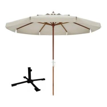 Imagem de Kit Ombrelone Bagum Madeira 2,4m Positano Guarda Sol Praia Piscina Beg