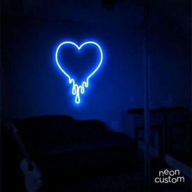 Imagem de luminaria letreiro Neon Led Coração Derretido 100x75 luminoso decoraçã
