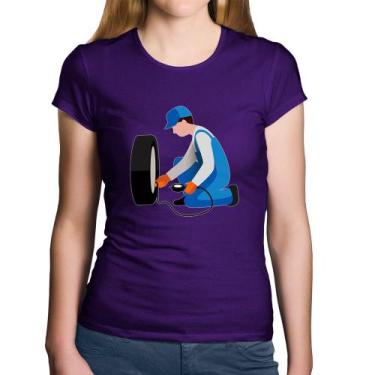 Imagem de Baby Look Algodão Borracharia - Foca na Moda, Roxo, GG