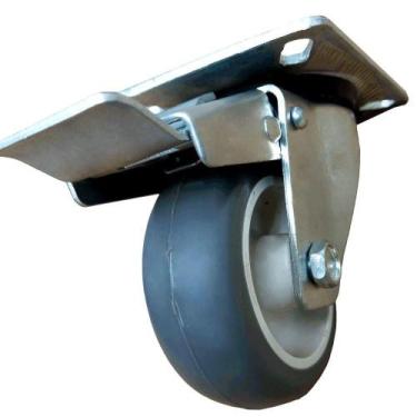 Imagem de Rodízio Placa Giratória 4 Pol. Com Freio Roda em Borracha Plástica 70k