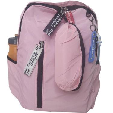Imagem de Mochila Escolar Feminina Kit Estojo e Chaveiro Rosa ZC8006 - ELLO