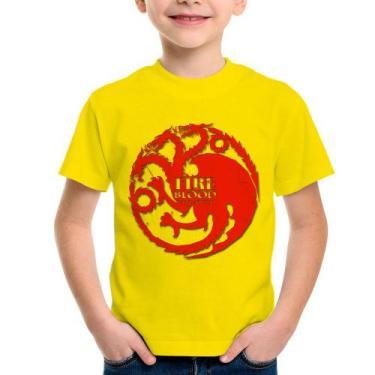 Imagem de Camiseta Infantil Fire and Blood Targaryen - Foca na Moda, Amarelo, 6