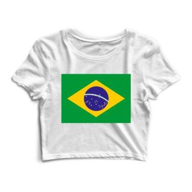 Imagem de Blusa Cropped Blusinha Camiseta Feminina Bandeira do Brasil - Goup Sup