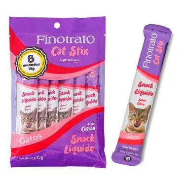 Imagem de Petisco Cremoso para Gatos Sache Finotrato Cat Stix 6un C/15gr Sabor C