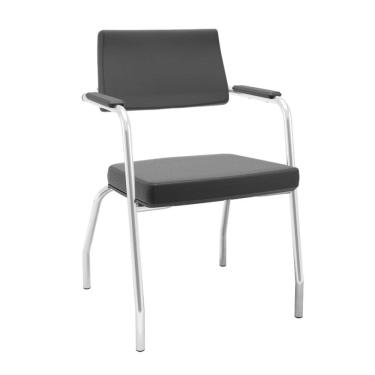 Imagem de Cadeira Izzi 04 Pes Cromada Encosto E Assento Courvin Preto - Plaxmetal