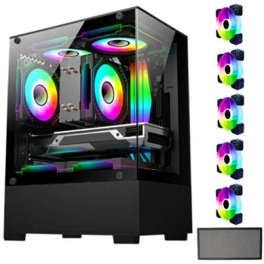 Imagem de Gabinete Pc Gamer Preto Com 5 Fans Rgb Inclusas Micro Atx Mini Itx - D