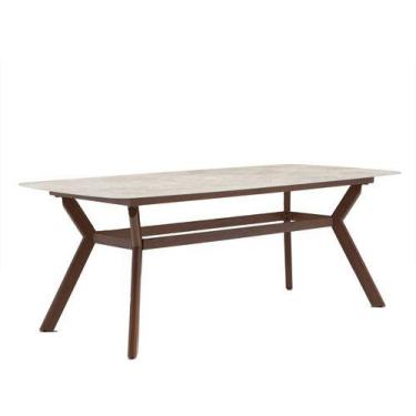 Imagem de Mesa De Aluminio Para Jardim 6 Lugares Marrom 200x100x74 Cm - Naterial