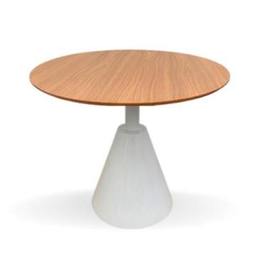 Imagem de Mesa De Jantar Cone Redonda Velt 80 cm Tampo Freijó Base Branca - Pers