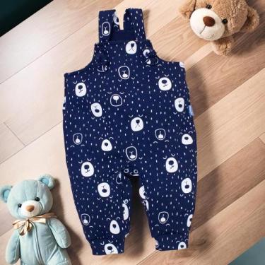 Imagem de Jardineira para Bebê Longa Minimalista Urso em Azul Marinho - Era Uma 