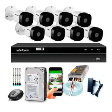Imagem de Kit Cftv 8 Câmeras De Segurança Intelbras Multi Hd 720p E Dvr Mhdx 120