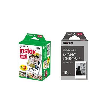 Imagem de Conjunto com 2 mini filme instantâneo Fujifilm Instax (20) + filme monocromático (10) para Mini 90 8 70 7s 50s 25 300 Câmera SP-1