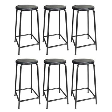 Imagem de Kit 6 Banqueta Banco Alta 65cm Empilhavel Para Cozinha Balcão Bar Pret