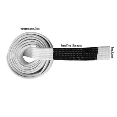 Imagem de Faixa branca com Ponta Preta jiujitsu A0 - Glulan