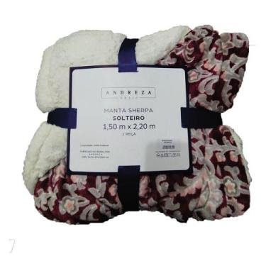 Imagem de Manta Sherpa Solteiro Andreza Arabesco Vinho - Andreza Enxovais