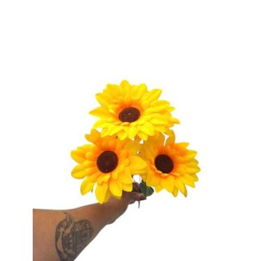 Imagem de Buquê de Girassol com 5 Flores P/Decoração Casamento Arranjos Decorar 