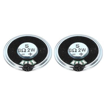 Imagem de uxcell 2 peças de alto-falantes pequenos 2W 8 Ohm concha de metal redondo micro ímã interno para mini alto-falantes DVD EVD multimídia móvel portátil máquina de publicidade