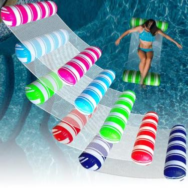 Imagem de Pacote com 5 boias infláveis para piscina, rede de água para adultos, boias de rede para adultos, brinquedos flutuantes de piscina multiuso 4 em 1, boias de piscina, boias flutuantes, para adultos nas