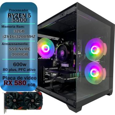 Imagem de PC GAMER RYZEN 5 5500, 32GB 3200MHZ, SSD M.2 NVME 1TB RX 580