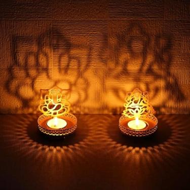 Imagem de exciting Lives Lakshmi e Ganesha (Shubh Labh) Diwali Shadow Diya Vilakku Decoração Tradicional Estátua de Laxmi Ganesh para Casa/Escritório Religioso Suporte de Luz de Chá Decoração Presente Indiano