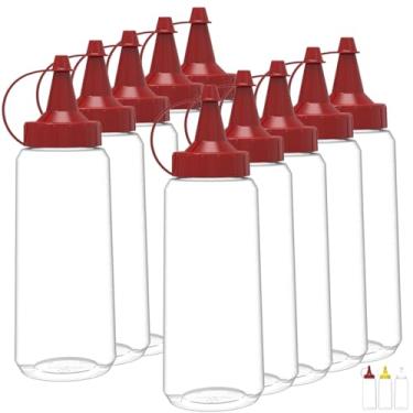 Imagem de Kit 10 Bisnagas Flexível Transparente 250ML Molho Ketchup Maionese Mostarda Lanchonete Reutilizável (Catchup)