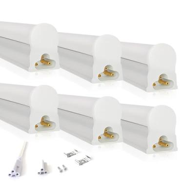 Imagem de Kit 6 Led Tubular T5 30cm 6w C/Calha Acoplada Completa Luz Forte (Branco Quente)