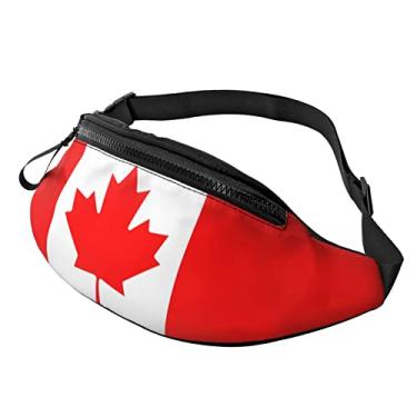 Imagem de Pochete com bandeira dos EUA, bolsa de cintura transversal para homens e mulheres. Bolsa de cinto para viagens, caminhadas, corridas, pesca., Bandeira do Canadá, One Size